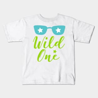 Wild One, Wild Child, Sunglasses, Stars Kids T-Shirt